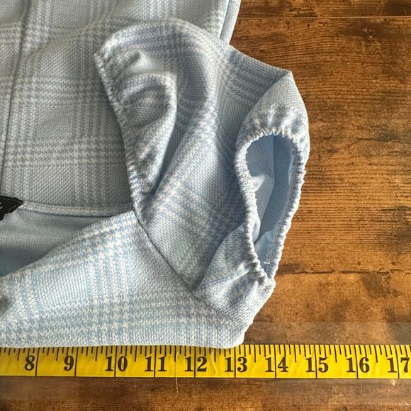 Rue21 Y2K Babydoll Dress XS Soft Girl Pastel Blue Plaid Coquette Sweetheart Neck - Picture 3 of 11